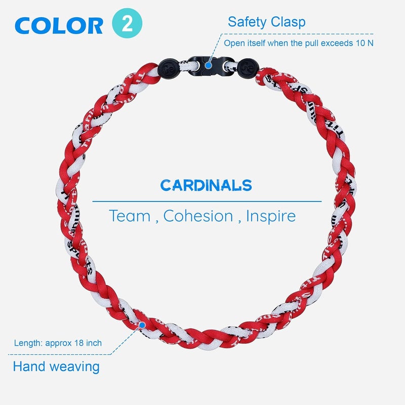 SUPBOMM 3 pcs Baseball Rope Necklaces, League Team Colors Braided Necklace, Baseball Team Gifts - Image 3
